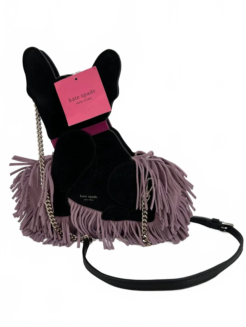 kate spade Black Francois French Bulldog Fringe Bag | Crossbody OS